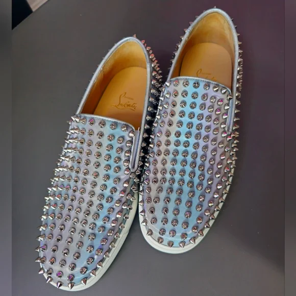 Christian Louboutin iridescent all-over spike studded slip on sneakers Beauty is pain.” — Christian Louboutin …but not this time  main image 4